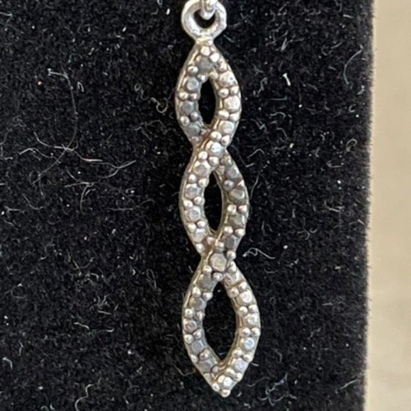 Infinity DNA Chain Marcasite Sterling Silver FAS Dangle Drop Earrings - Picture 2 of 8